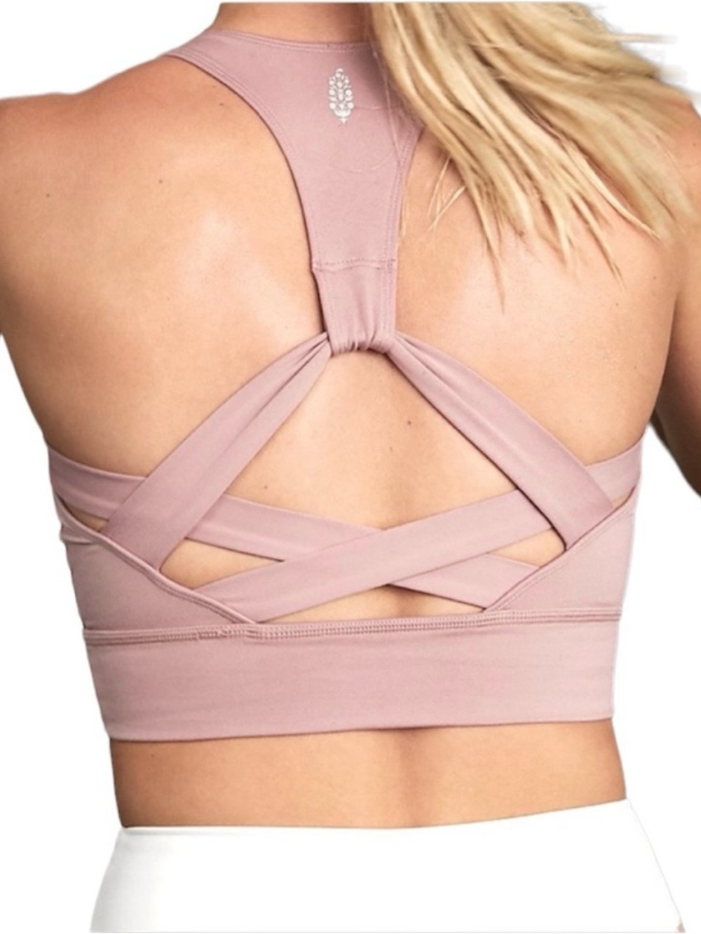 FP Movement Light Synergy Dusty Pink Rose Crisscross Back Sports Bra size S